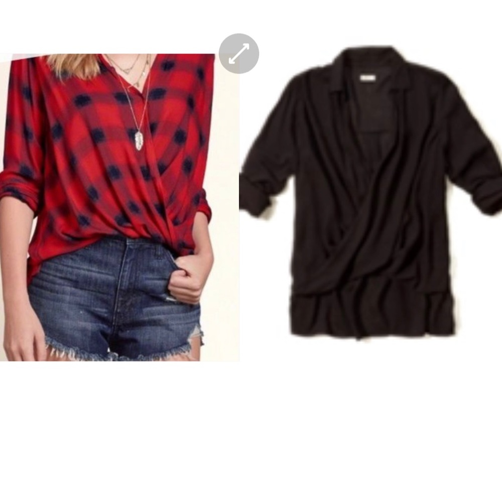 TWO   wrap front long sleeves from Hollister. Xs-S. worn 1-2 times each.